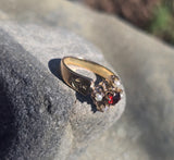 14k gold Victorian pearl & garnet ring