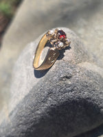 14k gold Victorian pearl & garnet ring