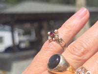 14k gold Victorian pearl & garnet ring