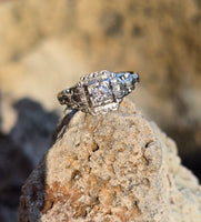 18k white gold Art Deco c.1920's diamond vintage estate ring
