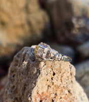 18k white gold Art Deco c.1920's diamond vintage estate ring