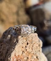 18k white gold Art Deco c.1920's diamond vintage estate ring