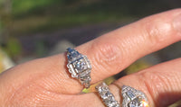 18k white gold Art Deco c.1920's diamond vintage estate ring