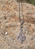 18ct gold Deco c.1920's filigree diamond pendant necklace - platinum chain