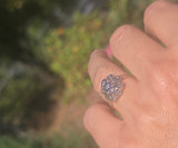 14k gold two tone Deco filigree diamond glove shield estate ring