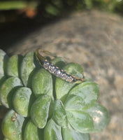 14k gold two-tone 5 diamond estate wedding stackable band