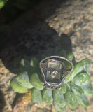 14k white gold c.20s filigree Deco diamond black onyx & quartz ring