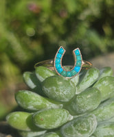 14ct gold Victorian turquoise horseshoe ring band