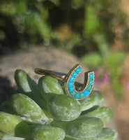 14ct gold Victorian turquoise horseshoe ring band