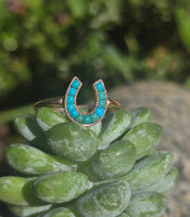 14ct gold Victorian turquoise horseshoe ring band