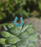 14ct gold Victorian turquoise horseshoe ring band