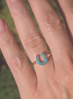 14ct gold Victorian turquoise horseshoe ring band