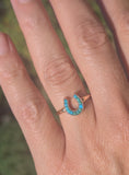 14ct gold Victorian turquoise horseshoe ring band