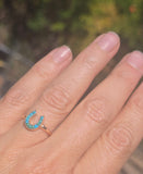 14ct gold Victorian turquoise horseshoe ring band