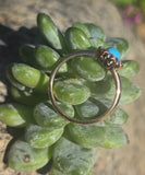 14k yellow gold Victorian turquoise and rose cut diamond halo ring
