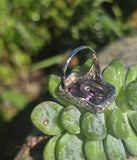 14k white gold filigree amethyst and diamond c.1920's antique ring