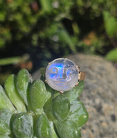14k gold man in the moon carved quartz face antique ring
