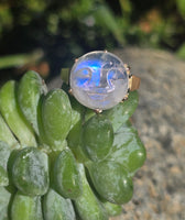 14k gold man in the moon carved quartz face antique ring