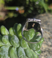 14k white gold antique onyx diamond and pearl Edwardian floral filigree ring