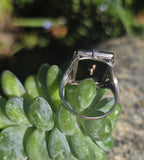 14k white gold antique onyx diamond and pearl Edwardian floral filigree ring