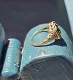 14k gold filigree green tourmaline estate ring