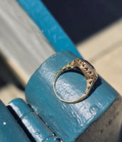 14k gold filigree green tourmaline estate ring