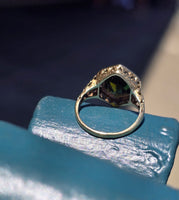 14k gold filigree green tourmaline estate ring