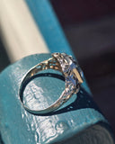 14k white gold c.1920's filigree aquamarine and diamond ring SMCO
