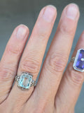 14k white gold c.1920's filigree aquamarine and diamond ring SMCO