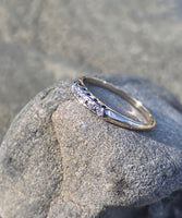 18-14k gold two-tone 5 diamond estate wedding stackable band