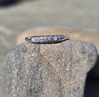 18-14k gold two-tone 5 diamond estate wedding stackable band