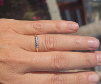 18-14k gold two-tone 5 diamond estate wedding stackable band