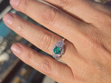 Platinum Art Deco emerald and diamond estate ring
