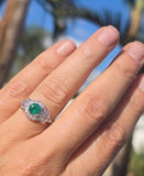 Platinum Art Deco emerald and diamond estate ring