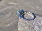 Platinum Art Deco emerald and diamond estate ring