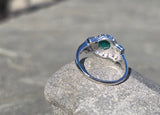 Platinum Art Deco emerald and diamond estate ring