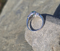 Platinum Art Deco emerald and diamond estate ring