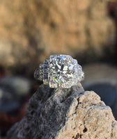 Platinum Art Deco c.1920's 3.63ct European cut diamond filigree antique engagement wedding ring