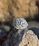 Platinum Art Deco c.1920's 3.63ct European cut diamond filigree antique engagement wedding ring