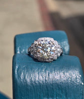 Platinum Art Deco c.1920's 3.63ct European cut diamond filigree antique engagement wedding ring