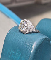 Platinum Art Deco c.1920's 3.63ct European cut diamond filigree antique engagement wedding ring