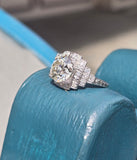 Platinum Art Deco c.1920's 3.63ct European cut diamond filigree antique engagement wedding ring
