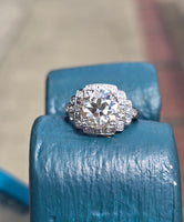 Platinum Art Deco c.1920's 3.63ct European cut diamond filigree antique engagement wedding ring