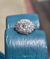 Platinum Art Deco c.1920's 3.63ct European cut diamond filigree antique engagement wedding ring