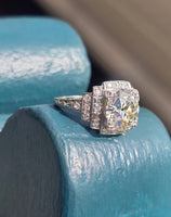 Platinum Art Deco c.1920's 3.63ct European cut diamond filigree antique engagement wedding ring