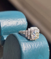 Platinum Art Deco c.1920's 3.63ct European cut diamond filigree antique engagement wedding ring
