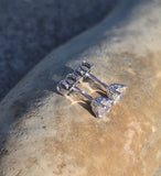 14k white gold old European cut diamond studs earrings .88ct tw