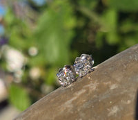 14k white gold old European cut diamond studs earrings .88ct tw