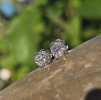 14k white gold old European cut diamond studs earrings .88ct tw