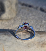18k white gold pink tourmaline and diamond estate ring